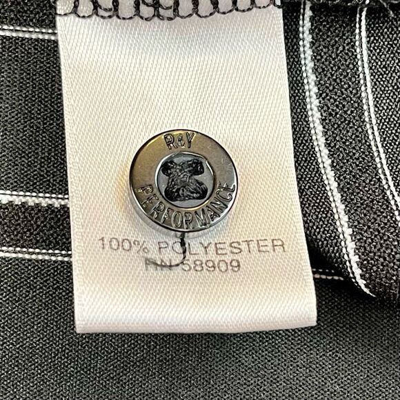 Roundtree & Yorke Performance Striped Polo Black White Medium - Picture 7 of 8